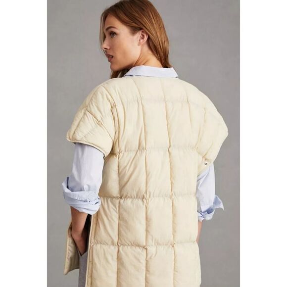 Anthropologie Pilcro Short Sleeve Puffer Beige Boho Vest Sz One Size - Picture 3 of 12